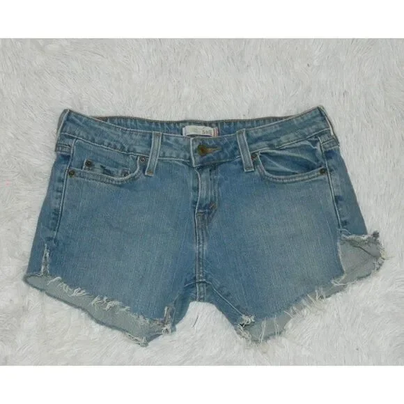 Levi 545 Shorts Women's Cutoff Distressed Blue Jeans Size 28 - Picture 3 of 10